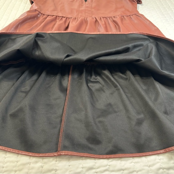 Entro Gliding Along Charlene Dress Chocolate Faux Leather Tiered Dress - Picture 5 of 16